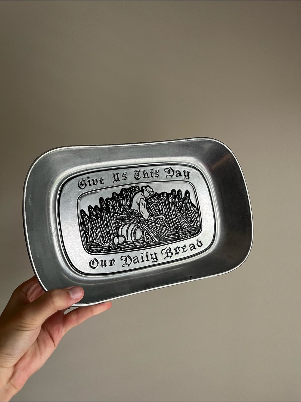 VTG Wilton Armetale Metal Bread Tray Give Us This Day Our Daily Bread